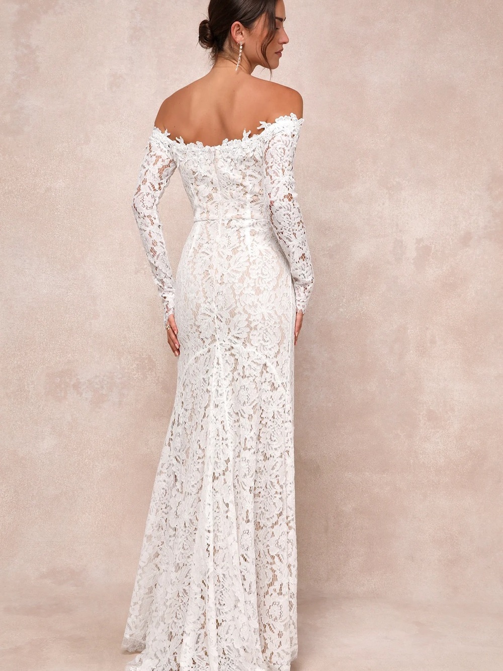 Lulu's White Off-Shoulder Lace Long Sleeve Maxi Dress - Picture 2 of 11